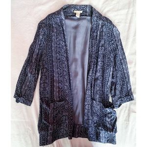 F21 Open Front Print Cardigan